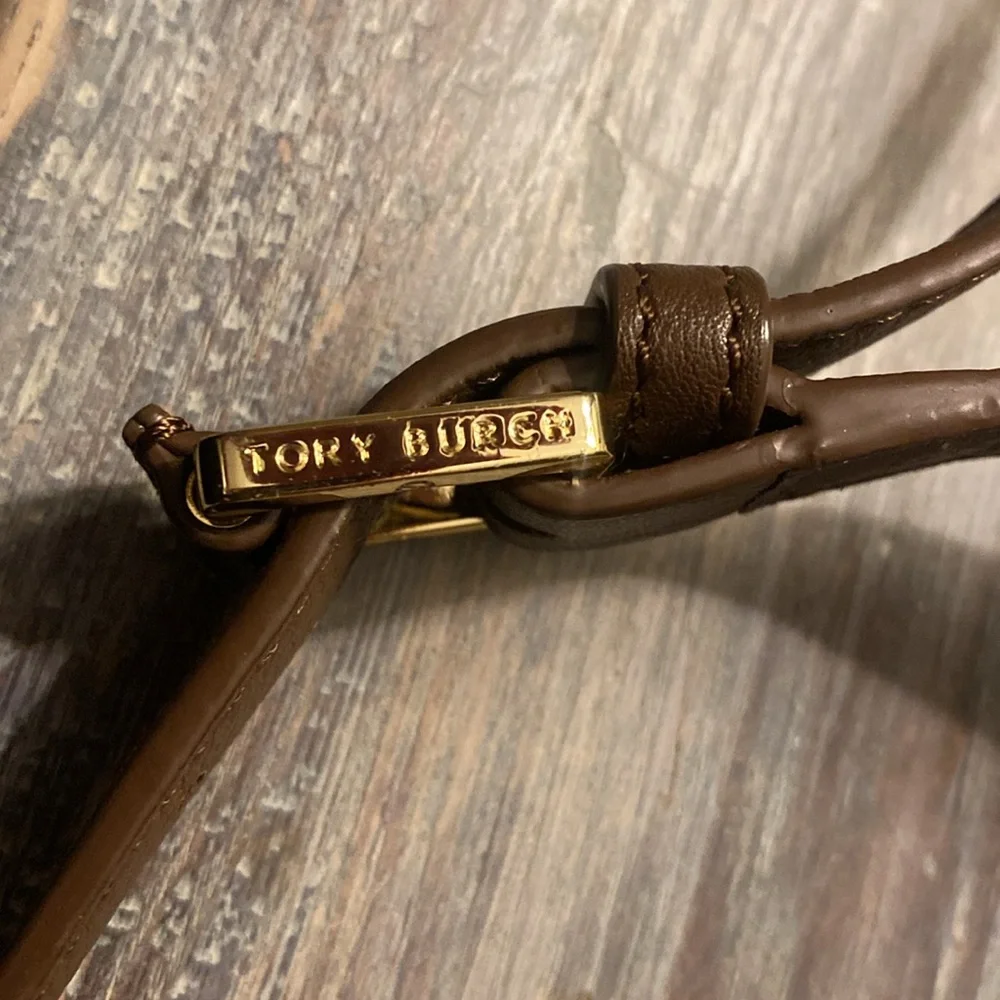 Tory Burch Brown Leather Satchel with Gold Hardware